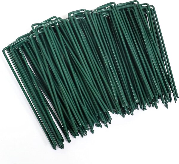 AGAKY Picchetti Telo Pacciamatura,Picchetti Giardino Verde Zincato Anti Ruggine a Forma di U Picchetti Pacciamatura,Picchetti Rete Giardino per Rec...