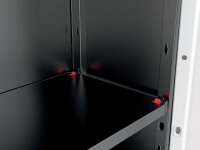 Keter Stilo Kunststoffschrank, hoch, BxTxH: 68x39x173cm, grau/schwarz/rot, inkl. 3 höhenverstellbaren Einlegeböden (max. Tragkraft je 15kg)