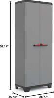 Keter Stilo Kunststoffschrank/Besenschrank, Utility, Dunkelgrau, Schwarz, Rot, 68 x 39 x 173 cm