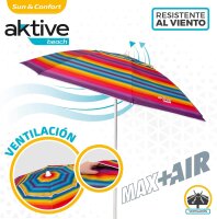 AKTIVE 62218 Sonnenschirm Durchmesser 200 cm, weißes Rohr 28/32 mm, Polyester UV50 Fiberglas