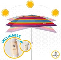 AKTIVE 62218 Sonnenschirm Durchmesser 200 cm, weißes Rohr 28/32 mm, Polyester UV50 Fiberglas