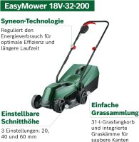 Bosch Akku-Rasenmäher EasyMower 18V-32-200 (1x 4,0 Ah Akku, 18-Volt-System, Schnittkreisdurchmesser: 32 cm, im Karton)