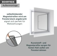 Windhager Insektenschutz Magnetfenster, Magnet Rahmen für Fenster Fliegengitter Mückengitter, werkzeugfreie Montage, Anthrazit, Selbstbausatz 100 x...