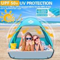 BGIUSQF Strandmuschel, Himmelblau Strandmuschel Pop up, Strandmuschel Baby UV Schutz 50, Pop up Zelt 200 x 150 x 110 cm, Strandzelt für 2-3 People,...