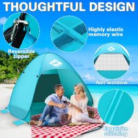 BGIUSQF Strandmuschel, Himmelblau Strandmuschel Pop up, Strandmuschel Baby UV Schutz 50, Pop up Zelt 200 x 150 x 110 cm, Strandzelt für 2-3 People,...