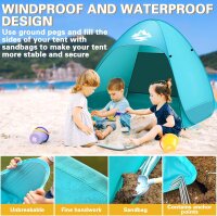 BGIUSQF Strandmuschel, Himmelblau Strandmuschel Pop up, Strandmuschel Baby UV Schutz 50, Pop up Zelt 200 x 150 x 110 cm, Strandzelt für 2-3 People,...