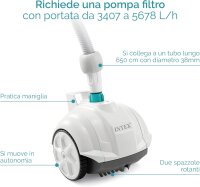 INTEX 28007EX - Krystal Clear ZX50 Poolreinigungsroboter, Poolbodenreiniger, 6,5 m langer Schlauch, 0,8 l Abfallbehälter und automatische Drehung, ...