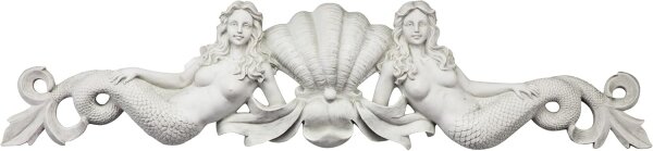 Design Toscano NG306790 Frontone Architettonico da Parete Sirene, Beige, 6.5x100.5x23 cm