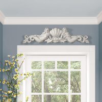 Design Toscano NG306790 Frontone Architettonico da Parete Sirene, Beige, 6.5x100.5x23 cm