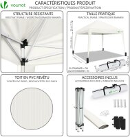 VOUNOT Faltpavillon 3x3m, mit 4 Sandsäcke, Pop Up Pavillon Faltbar, UV-Schutz 50+, Cremeweiß