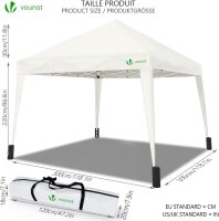 VOUNOT Faltpavillon 3x3m, mit 4 Sandsäcke, Pop Up Pavillon Faltbar, UV-Schutz 50+, Cremeweiß