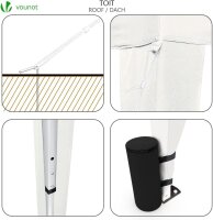 VOUNOT Faltpavillon 3x3m, mit 4 Sandsäcke, Pop Up Pavillon Faltbar, UV-Schutz 50+, Cremeweiß