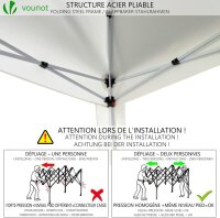 VOUNOT Faltpavillon 3x3m, mit 4 Sandsäcke, Pop Up Pavillon Faltbar, UV-Schutz 50+, Cremeweiß