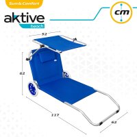 Aktive Beach 62610, Strandliege mit Rädern, 2...