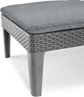 Keter Jaipur Sonnenliege für den Garten mit verstellbarer Rücklehne, klappbare Gartenliege, grau, Liege in Rattanoptik mit Auflage, 187 x 58 x 29 cm