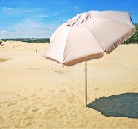 GARDENIA Strandschirm für den Strand, Garten, Durchmesser 200 cm, mit Stange, 32 mm, Gestell aus Glasfaser und Beschichtung aus Polyester, UV-bestä...