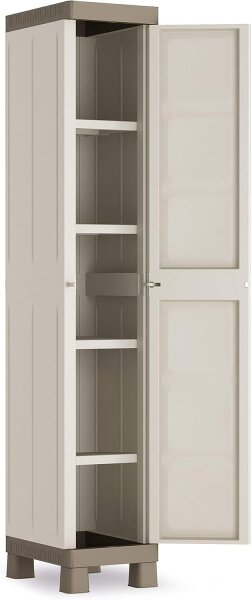 Keter Excellence Kunststoffschrank, schmal, 1 Tür, beige/Taupe, 33 x 45 x 182 cm