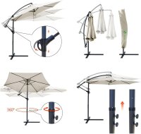 VOUNOT Ampelschirm 300 cm, Sonnenschirm mit...