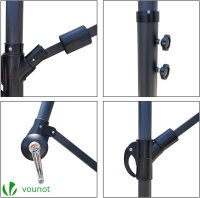VOUNOT Ampelschirm 300 cm, Sonnenschirm mit Kurbelvorrichtung, Kurbelschirm mit Schutzhülle, Sonnenschutz UV-Schutz, Gartenschirm Marktschirm, Beige