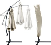 VOUNOT Ampelschirm 300 cm, Sonnenschirm mit Kurbelvorrichtung, Kurbelschirm mit Schutzhülle, Sonnenschutz UV-Schutz, Gartenschirm Marktschirm, Beige