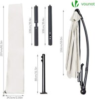VOUNOT Ampelschirm 300 cm, Sonnenschirm mit Kurbelvorrichtung, Kurbelschirm mit Schutzhülle, Sonnenschutz UV-Schutz, Gartenschirm Marktschirm, Beige