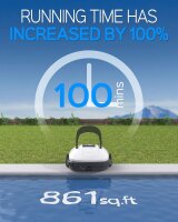 WYBOT Poolroboter Akku, Poolsauger für 100 Minuten Betriebsdauer, Auto-Parken, Starke Saugkraft, Zwei Wasserzuläufe, Automatischer Poolreiniger für...